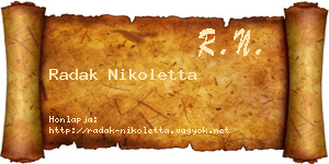 Radak Nikoletta névjegykártya
